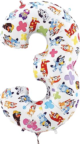 Image of Toyland® 26 Inch Bluey & Bingo Number Foil Balloon - Kids Party Balloons - Number 1-6 Available