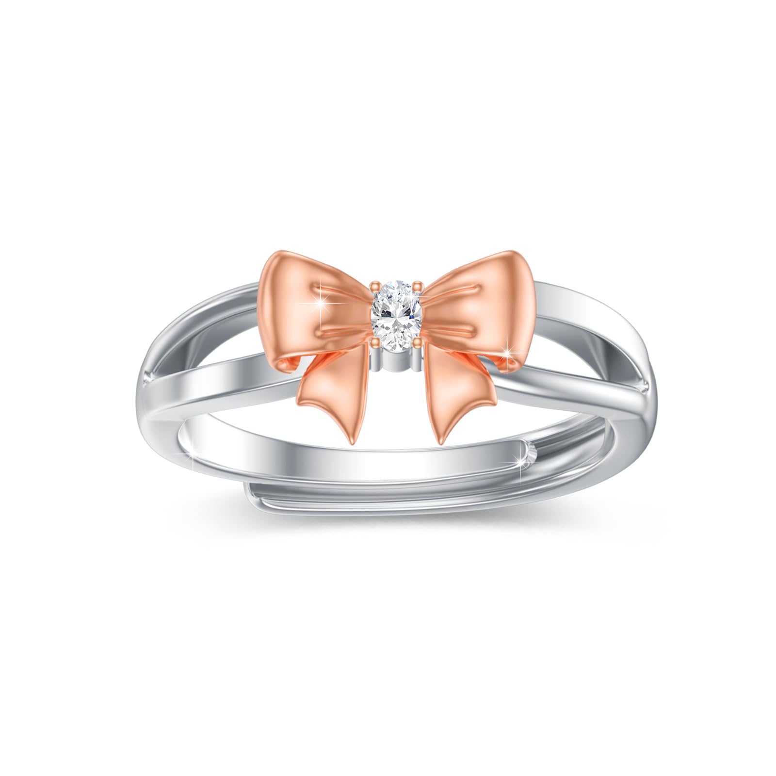 Bague nœud ajustable en argent 925 résolvant le problème de taille - 8