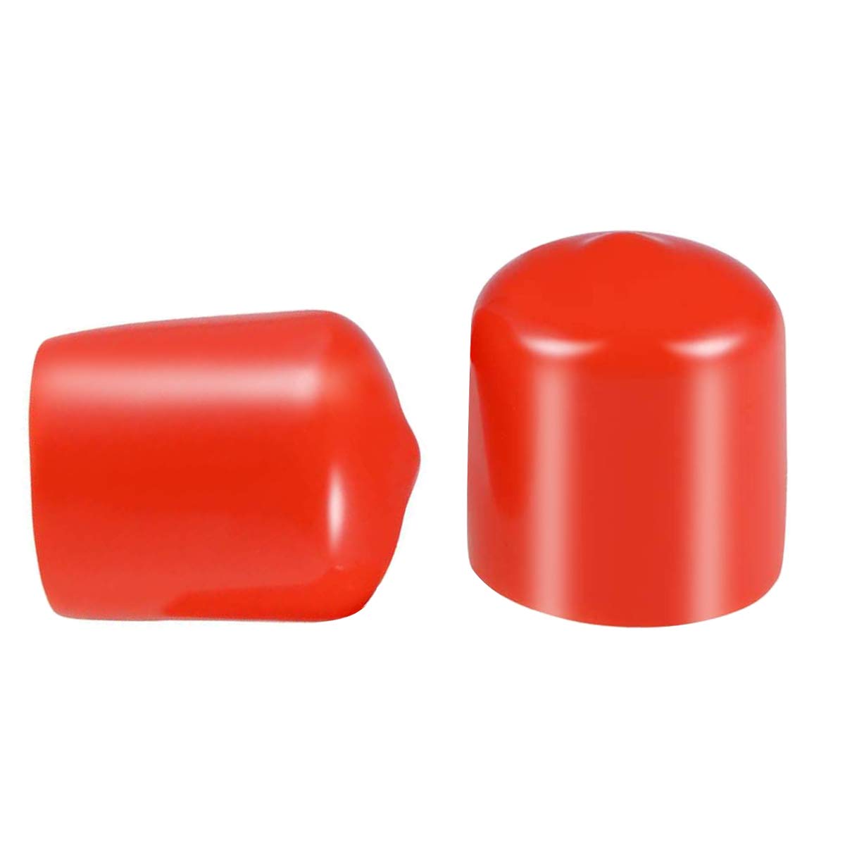 Screw Thread Protectors, Inner Dia 21mm Red PVC Rubber Round Tube Bolt Cap Plastic End Cap Cover Thread Protectors Red, 100 Pcs