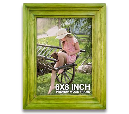 Image of 6x8 Frame | Wall Frame | mini Frames | Green Wooden Frame for Wall | Adds Style to Any Room, Perfect Gift for Friends (6x8 inch, Green)