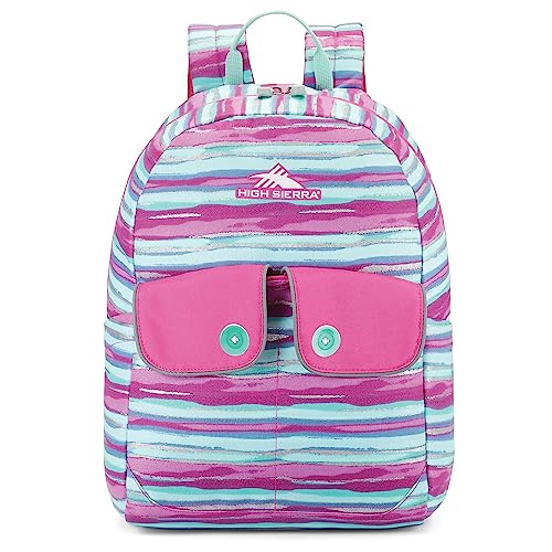 High Sierra Chiqui School Backpack with Tablet Sleeve + 2 Water Bottle Pockets, 18L, Watercolor Stripes2