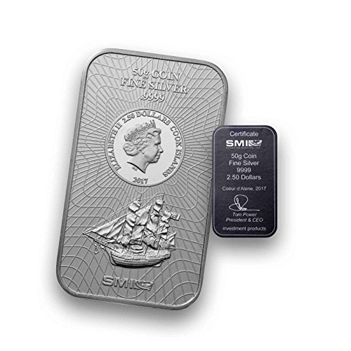 Preisvergleich Produktbild Silberbarren Münzbarren COOK ISLAND - prägefrisch mit Zertifikat (50g)
