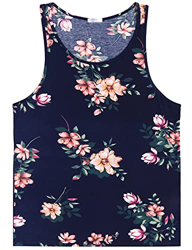 COOFANDY Men's Floral Tank Top Sleeveless Tees All Over Print Casual Sport Gym T-Shirts Hawaii Beach Vacation