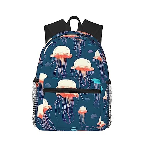 Sac à dos universitaire méduse noir avec poches pour homme et femme