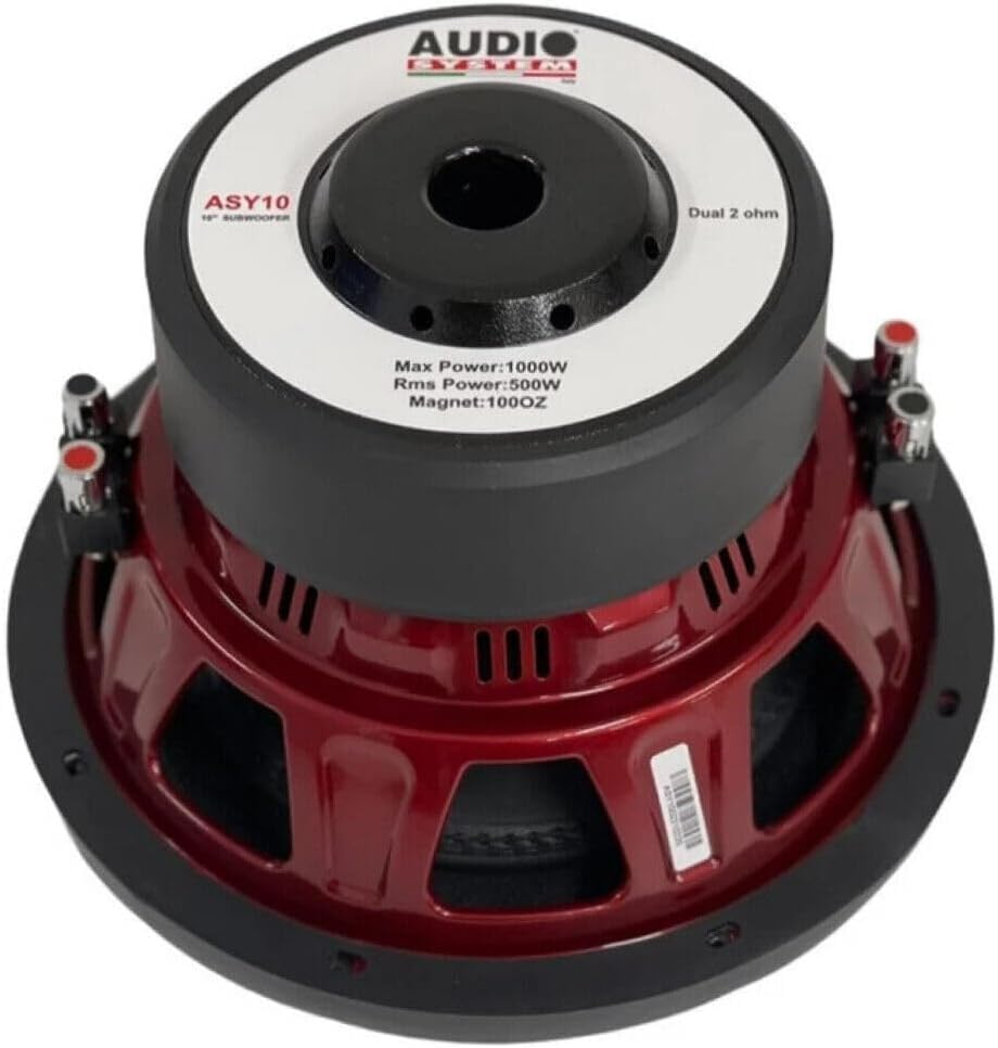 KIT SET PER AUDIO SYSTEM ASY10, 1 subwoofer da 25 cm 10" diametro, doppia bobina, dual voice coil, 2+2 ohm, 500 watt rms 1000 watt max, 1 pezzo