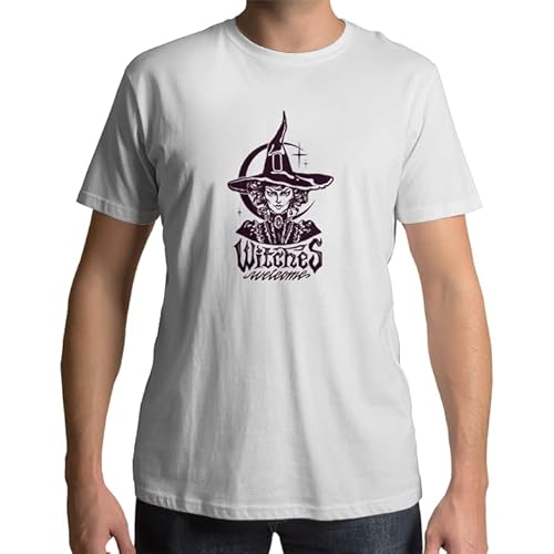 Camiseta Hombre - Witches Welcome. Color Blanco. Talla XL Cover