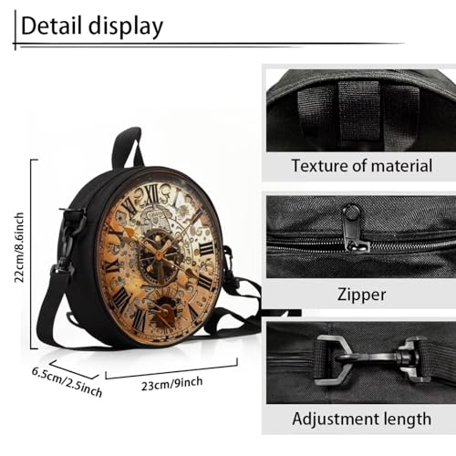 Image of Women Novelty Round Clock Shape Zippered Clock Purses for Women Tote Handbag Shoulder Bag, Gift for Mom Girlfriend