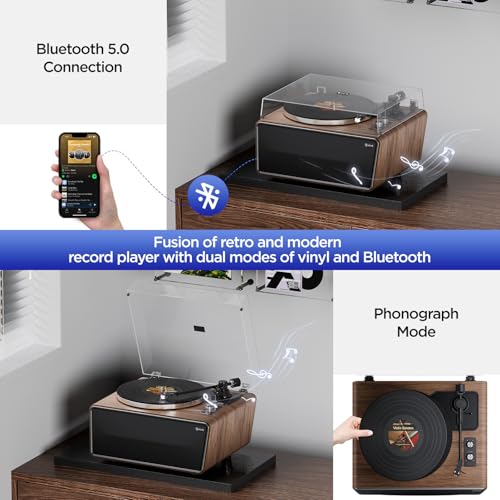 Image of All in One Vinyl Record Player,Bluetooth Turntable Built in 4 Stereo Speakers Phono Preamp,High Fidelity Turntables for Vinyl Records with Magnetic Cartridge AT-3600L,2-Speed,33 /45RPM,USB PC Recording | All in One Turntable,Built in 4 Stereo Speakers Phono Preamp,High Fidelity Turntables,2-Speed,PC Recording