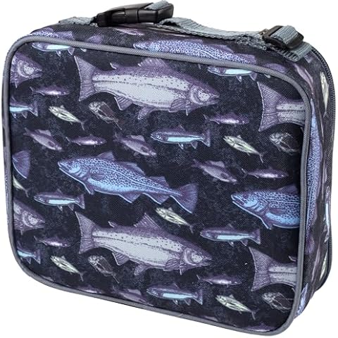Bentology Lunch Box fors- Kids Insulated, Durable Lunchbox Tote Bag Fits Bento Boxes, Containers, Jars & Bottles, Reusable Back to School Lunch Sleeve Keeps Food Hotter or Colder Longer-Blue Fish Cover
