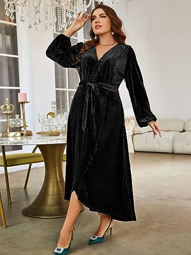 Image of BerryGo Women's Velvet V Neck Wrap Semi Formal Dress Cocktail Party Maxi Dress for Wedding Guest