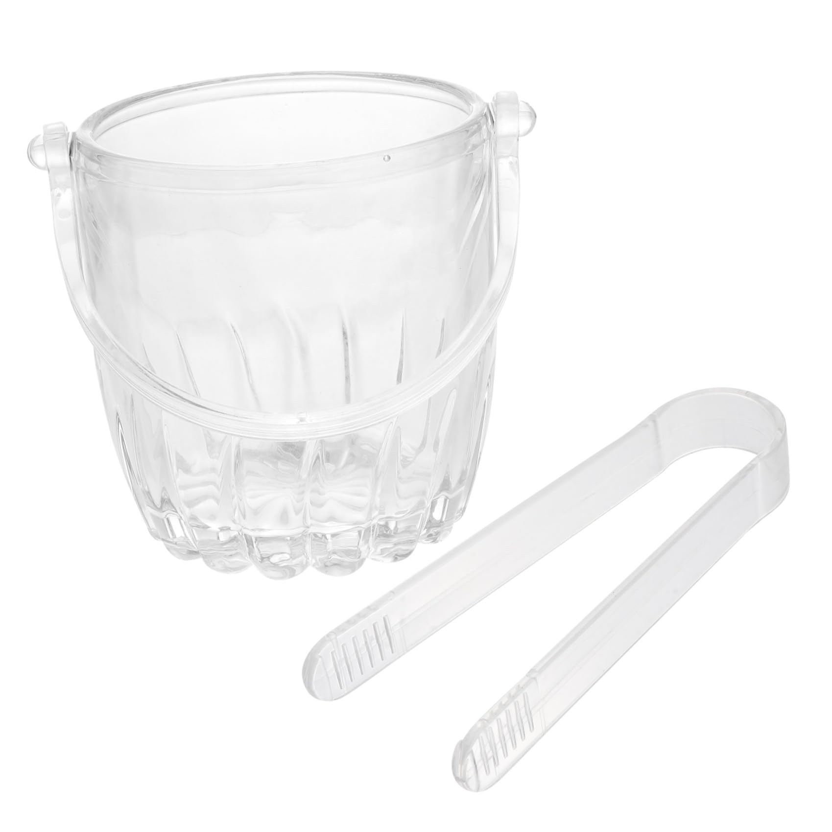 Secchiello Porta Ghiaccio in Vetro e Acrilico Leggero con Manico, Design Trasparente e Pratico per Casa e Ristorante, Facile da Posizionare, Set da 1