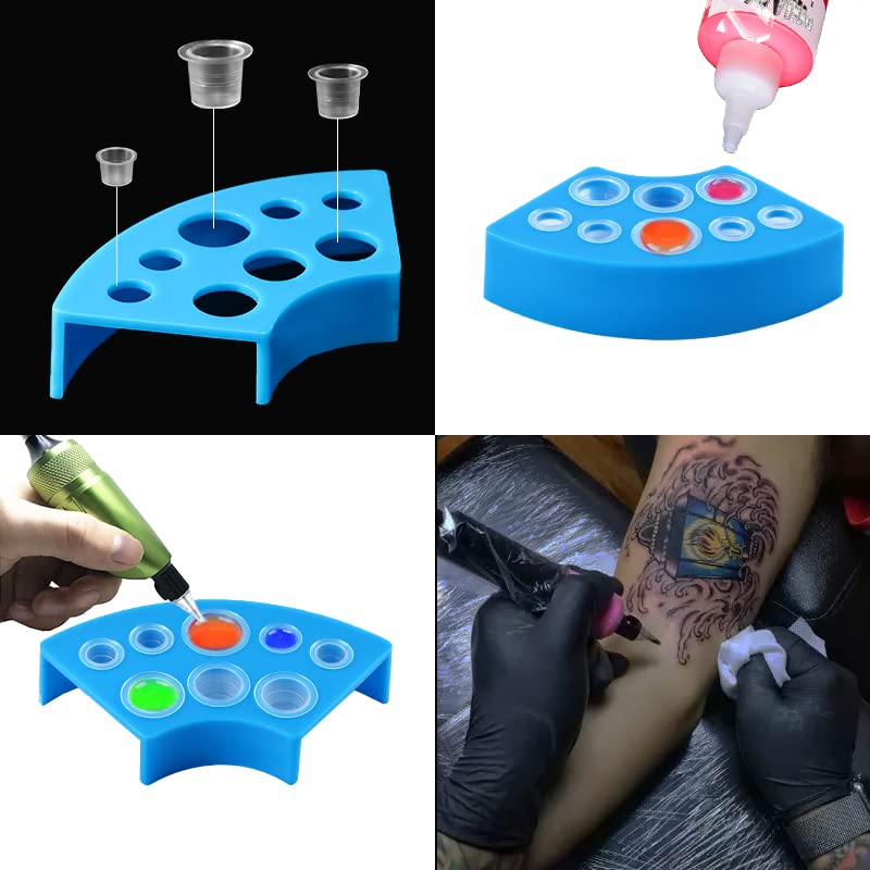 300Pcs Tattoo Ink Caps with 2 Cups Holders - 300Pcs Mix Sizes Disposable Tattoo Ink Cups for Pigment Tattoo Kit, Tattoo Supplies, Tattoo Accessory (#9mm, 13mm, 15mm)
