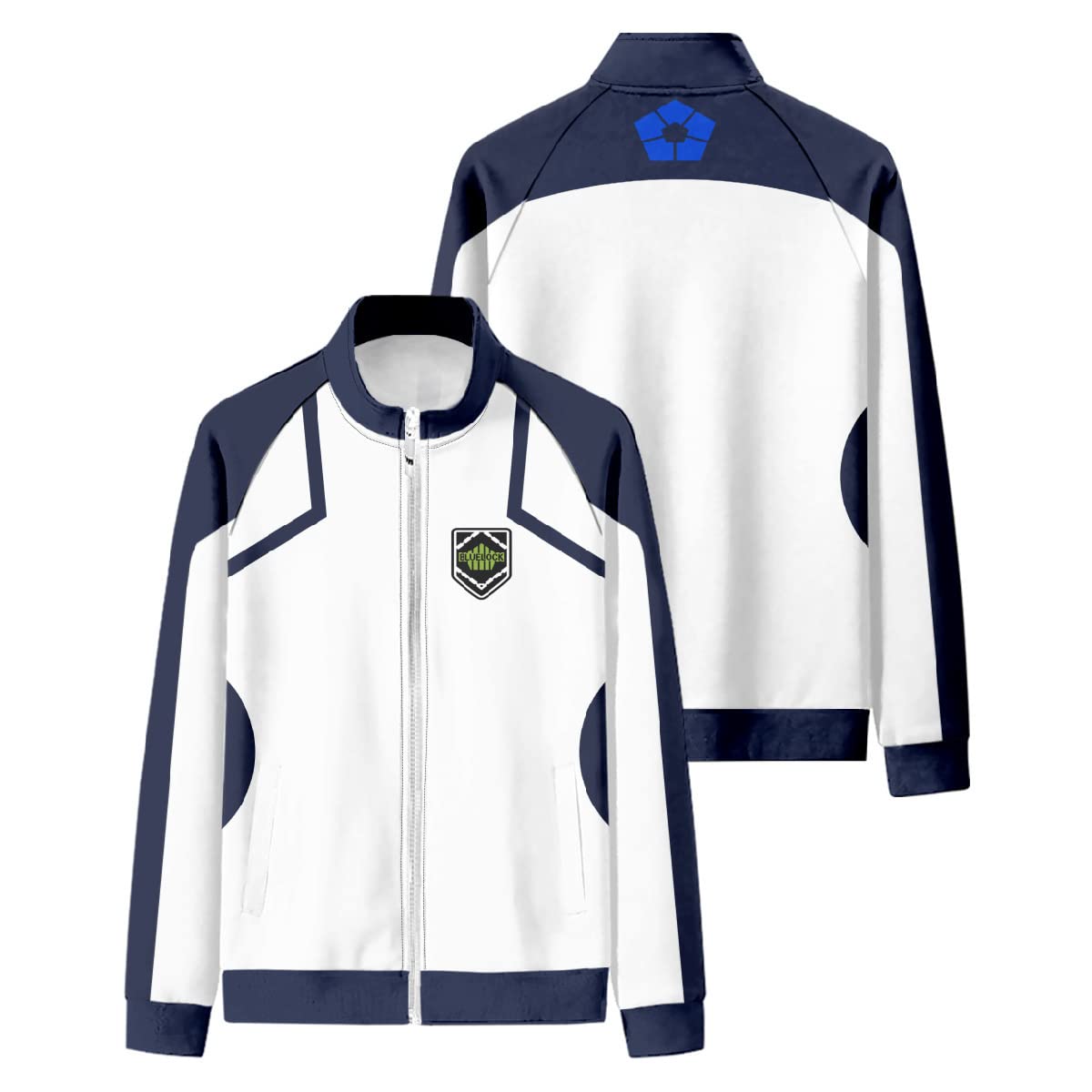 Adult Unisex Costume Halloween Cosplay Blue Jacket Hoodie Sweatshirt Top Sport Outwear, White, L โ image 1