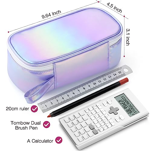 Image of Jcocylse Large Capacity Pencil Case Portable Pencil Pouch Bag School Supplies for College Students Girls Boys Adults (Purple)