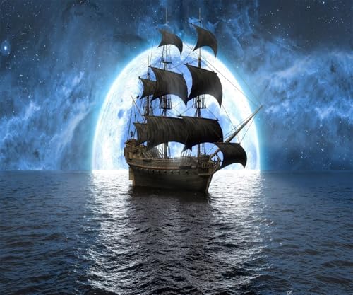 Toile de fond Halloween bateau pirate 3x2,4m pour décorer un anniversaire