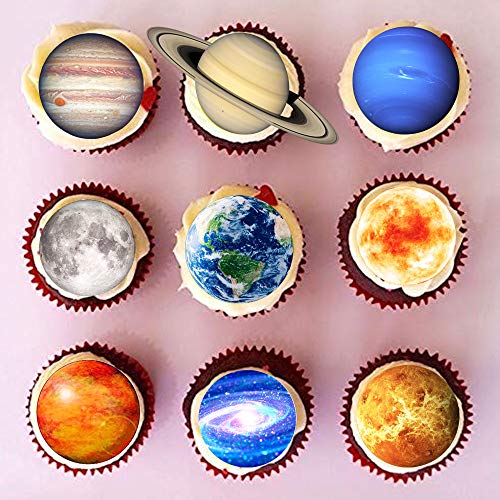Planet Cake Topper Decorations Edible Wafer Paper, 35X1.5 inch Precut Edible Planet Birthday Cake Decorations CHOCKACAKE
