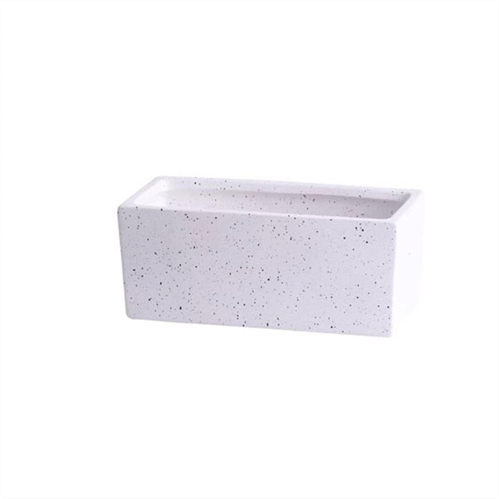 SDA287MZ Ceramic Rectangular Planter with Tray Scandinavian Simple Succulent Green Office Desktop Perforated Small Potting Ware Multifunction(White,Small)