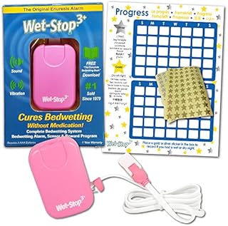 Wet-Stop3 Bedwetting (Enuresis) Alarm System (Pink) with Sound and Vibration