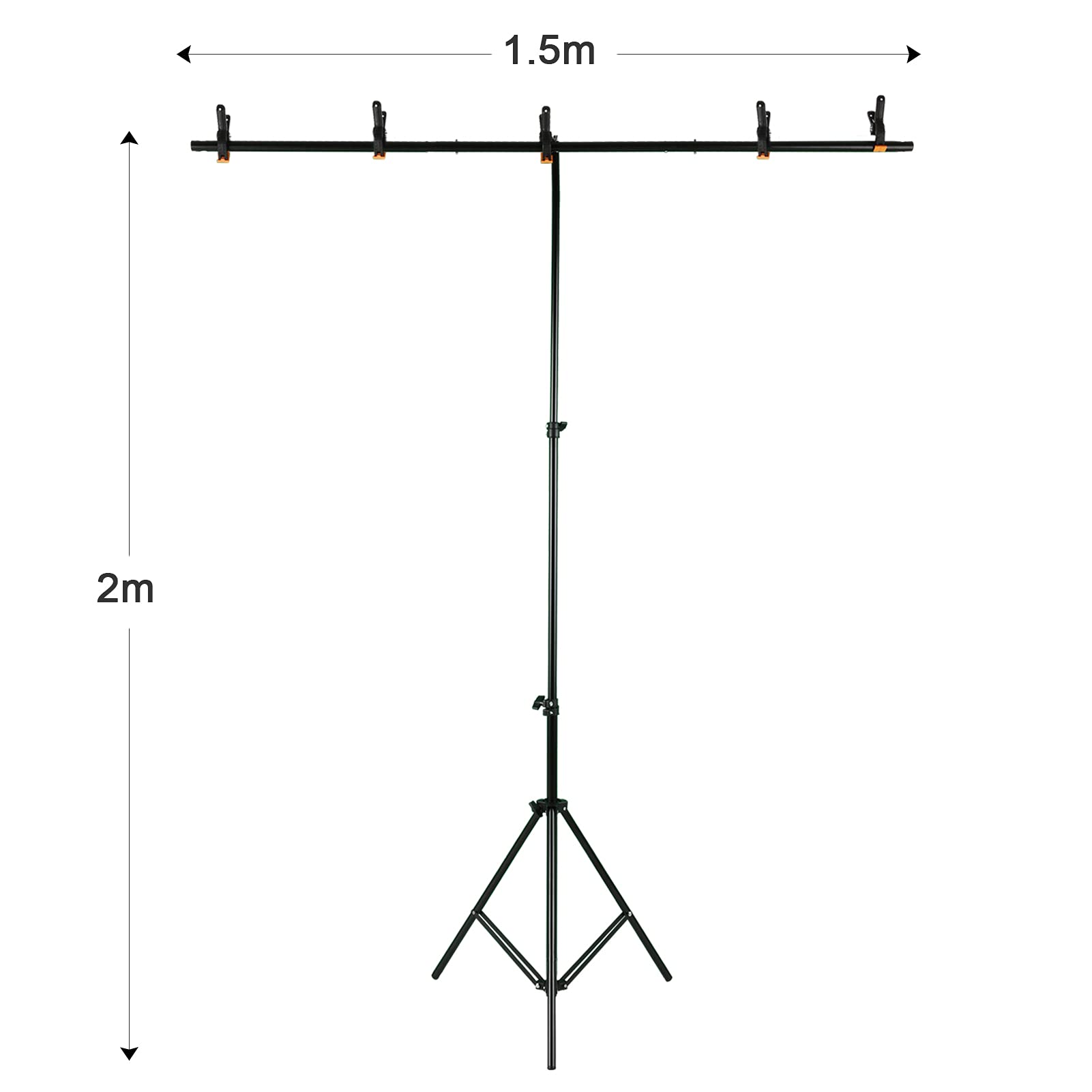Andoer Andoer - Kit per fotografia di sfondo a tinta unita, 1,2 x 1,2 m, con supporto regolabile a forma di T, 1,2 x 1,2 m, 5 morsetti a molla verde