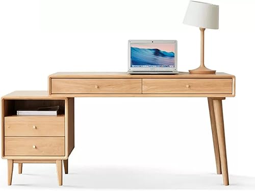 Escritorio de oficina moderno de madera maciza con cajón escritorio multifunción 3 en 1 con gabinete y estantería fácil de montar color escritorio