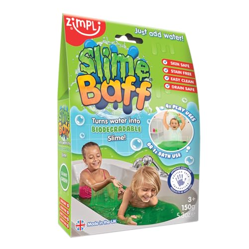 Slime Baff Green from Zimpli Kids, 1 Bath or 4 Play Uses, Magically turns water into thick, colourful slime, Children's Birthday Presents, Montessori Bathtub Toys, Gifts for Boys & Girls, Sensory Toy