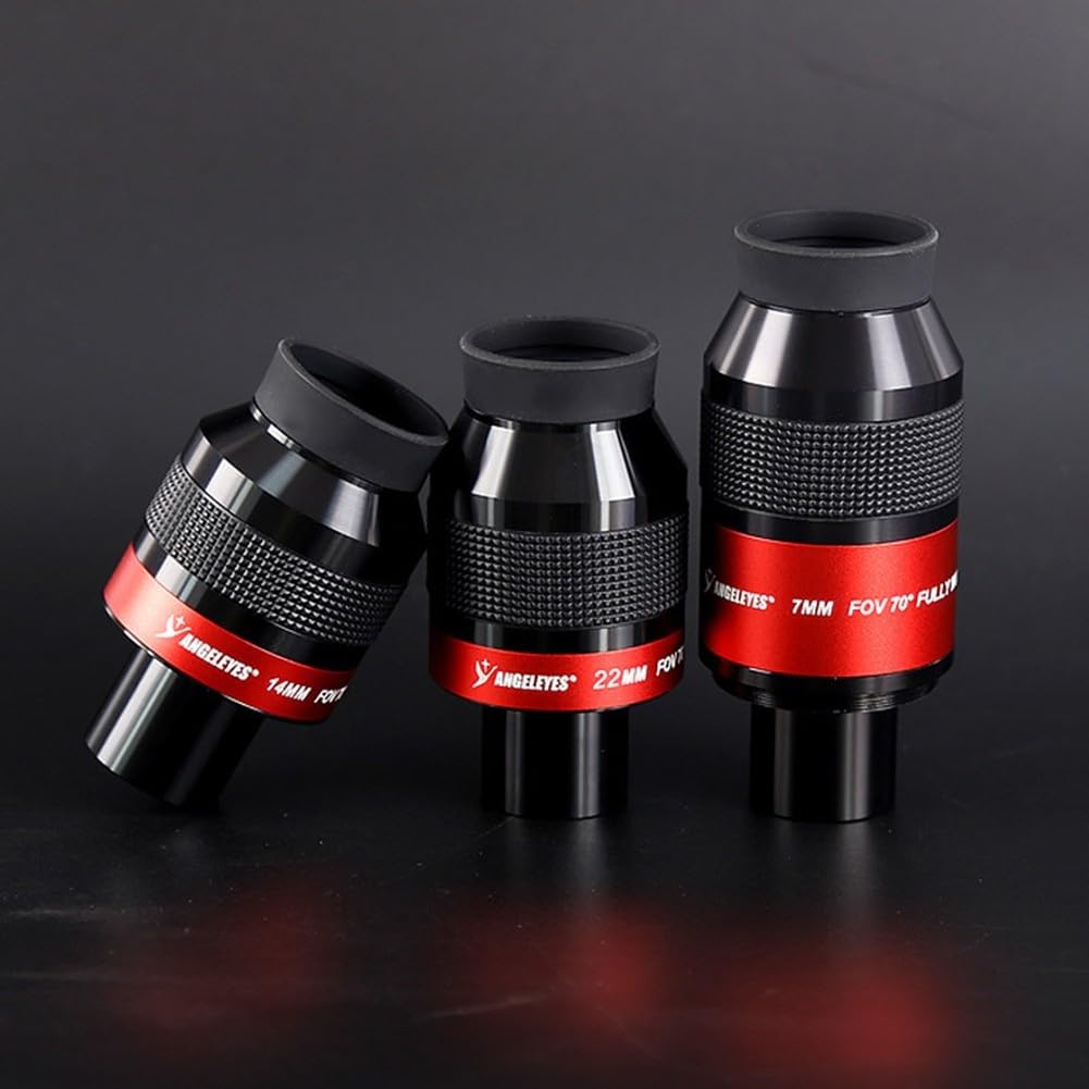 Ocular de campo plano ultra gran angular de 7 mm, 14 mm, 22 mm, lente par de 1.25 pulgadas para telescopio astronómico general, negro (longitud 14 mm)