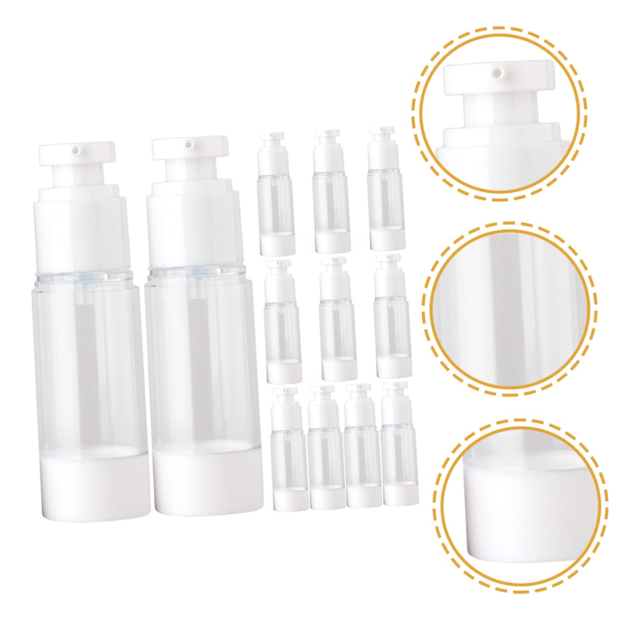 Hemobllo 12 Flaconi Airless da 15ml per Lozione, Contenitori Cosmetici Pompa, Leggeri e Puliti, per Viaggio e Uso Quotidiano