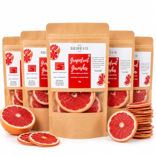 Image of Bab Louie & Co. Grapefruit Dehydrated Fruits Garnishes For Cocktail, Mocktail, Detox Water, Green Tea, Snacks|Air Dried|Gluten Free|Vegan|No Sugar|100% Natural|Zero Preservatives|50 Gm (Pack Of 5)