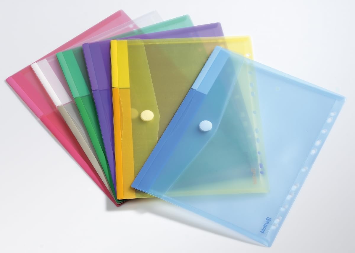 Tarifold 5 x Dokumententasche A4 PP Klettverschluss Universallochung farbig Sortiert 12 Stück