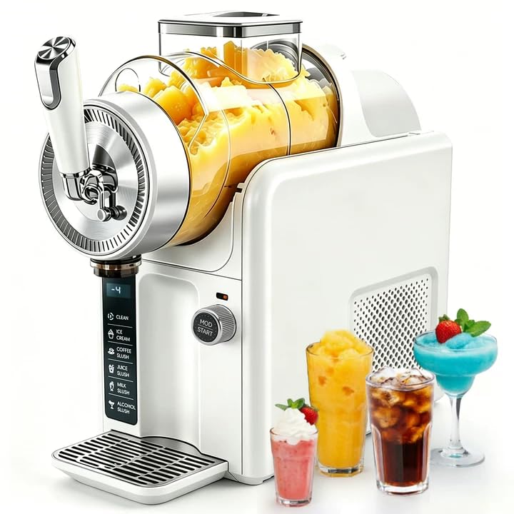 Image of Slushie Machine for Home, No Ice Needed Slushy Machine & Frozen Drink Machine, 6 Presets, Real-Time Temp Display, Auto-Clean Slushy Maker Machine for Margaritas, Frappes, Milkshakes, Party Size(White)