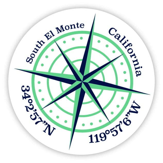 South El Monte California 2-Inch Vinyl Decal Sticker Latitude Longitude Compass Design