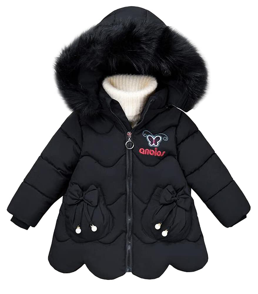 Doudoune Enfant Fille Manteau Fille Rembourré à Capuche Fourrure Veste d'hiver Fille Blouson Epaisse Chaud Coupe-Vent