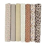 7er Set Baumwollstoff Paket,25x25cm Stoffreste zum Nähen Weihnachtsstoffe Restposten Stoffe zum Nähen Kinder Meterware,Stücke Paket zum Quilten, DIY Basteln Handwerken, Puppenkleidung(Khaki)