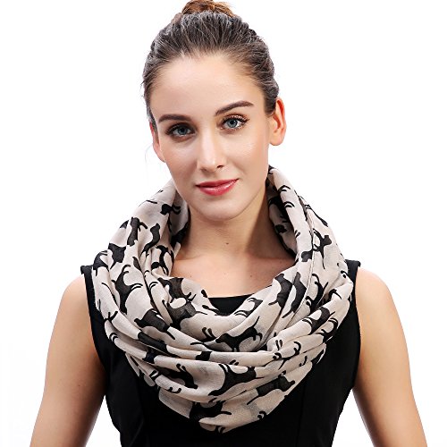 Lina & Lily Labrador Dog Print Women's Infinity Scarf Lightweight, Gift for Dog Lover (Khaki)
