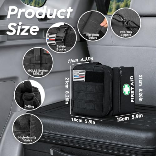 2 Pack IFAK Trauma Kit with Tourniquet, Israeli Bandage, Splint, Tactical First Aid Kit for Car, Camping, Hiking and Travel with Molle Bag - Image 5