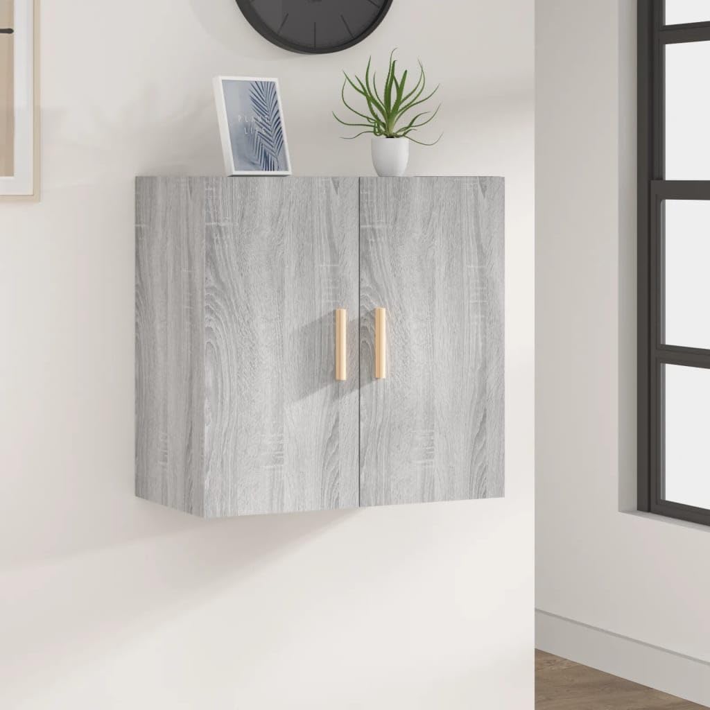 Armadio da parete grigio Sonoma, 60 x 30 x 60 cm, in legno, per cucina, buffet, dispensa, soggiorno, camera da letto, studio, ripostiglio