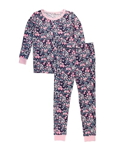 RuffleButts SoftSnooze Viscose from Bamboo Girls Ruffle Long Sleeve Pajama Set - Moonlit Meadow Kids, 5/6