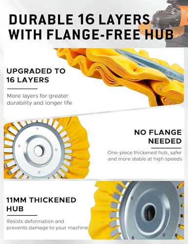 Image of 10PCS 8 inch Airway Buffing Wheel Kit, 16-Ply Aluminum Wheel Polish Kit in 5 /8 inch Arbor, Polishing Compound and Aluminum Metal Polishing Wheel Kit for Angle Grinder, Metal Buffing Wheel Kit