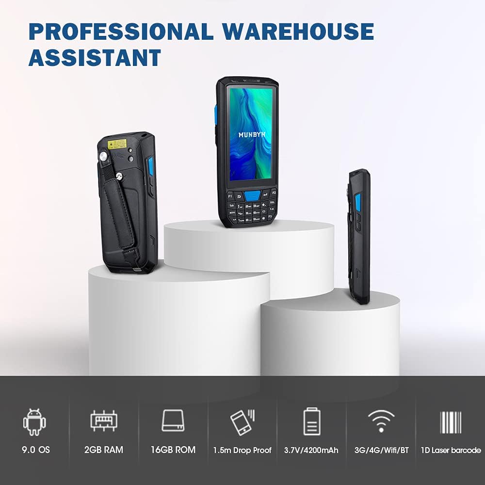 Exclusive Discount 70% Price Android 9.0 Barcode Scanner MUNBYN Handheld Mobile Computer with Honeywell 1D Laser Scanner, Support Wireless Wi-Fi 4G LTE for Warehouse Delivery Retail Inventory Management System, IP66 Rugged PDA