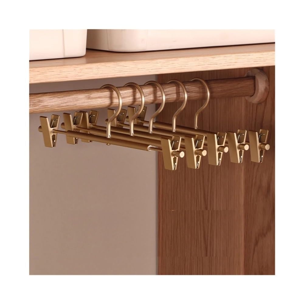 HADECOLL Trouser Hanger Metal Hangers Wardrobe Space Saver Clothes Pants Drying Rack Organizer Storage Racks,Gold-5pcs