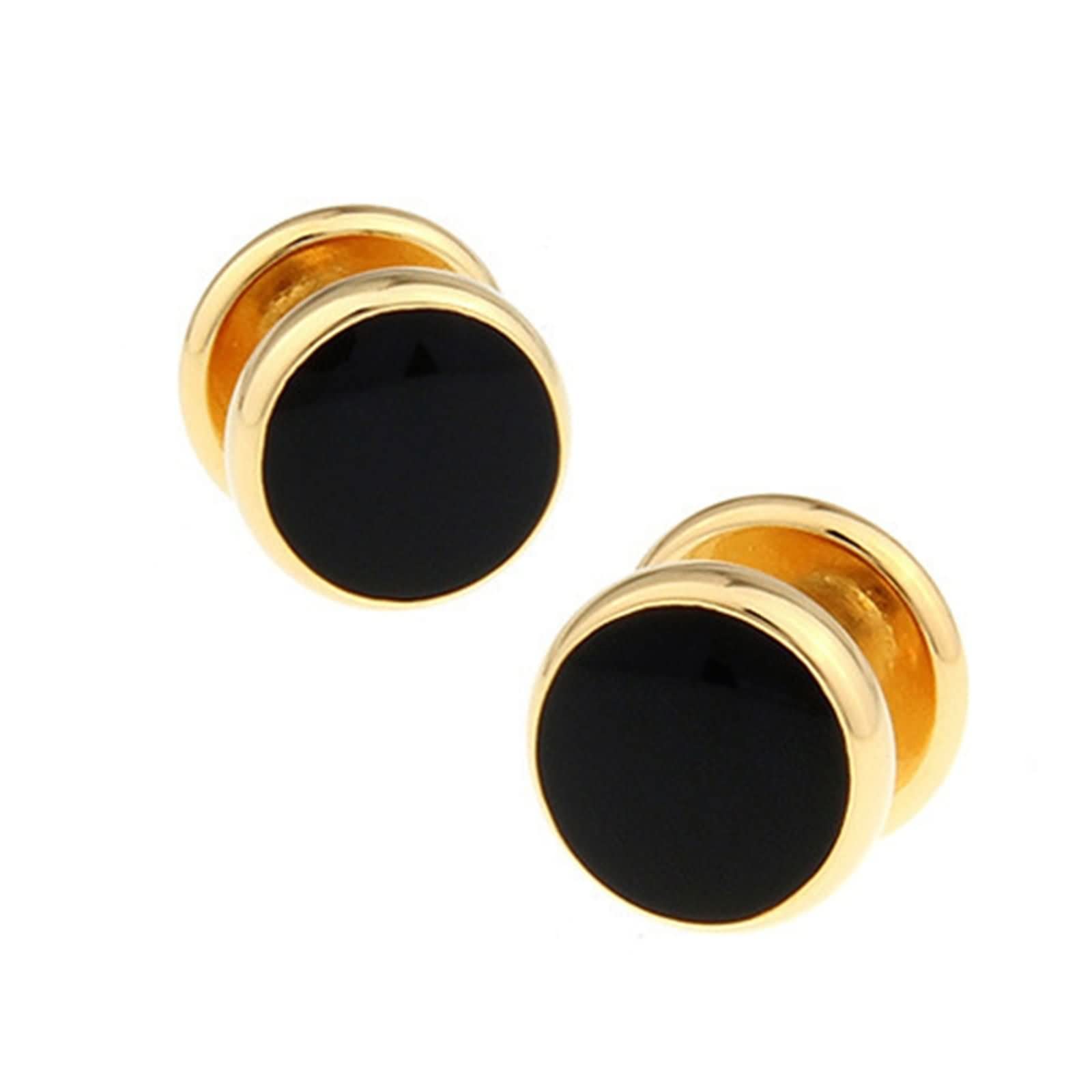 Homxi Gemelos Personalizados Novio,Gemelos Camisa Boda Redondo Gemelos de Camisa Oro Negro Camisa Blanca Traje Hombre Gemelos
