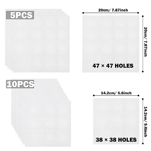 Image of Allazone Plastic Mesh Canvas Sheets for Embroidery - 53 PCs, Square Mesh, Knit & Crochet Projects
