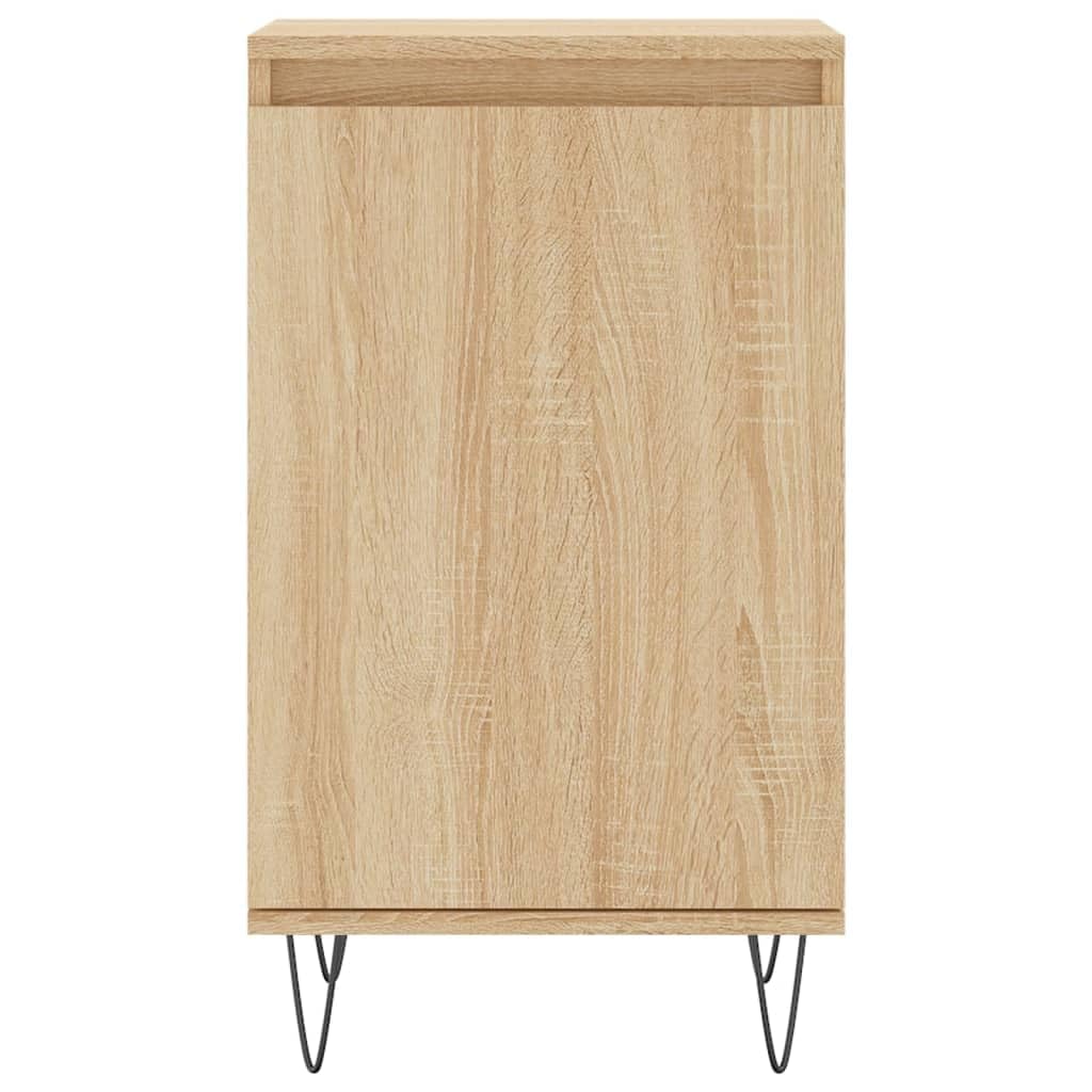 Aparador de madera de roble Sonoma moderno con patas de metal y dos compartimentos, aparador duradero con superficie lisa para el salón con superficie de presentación