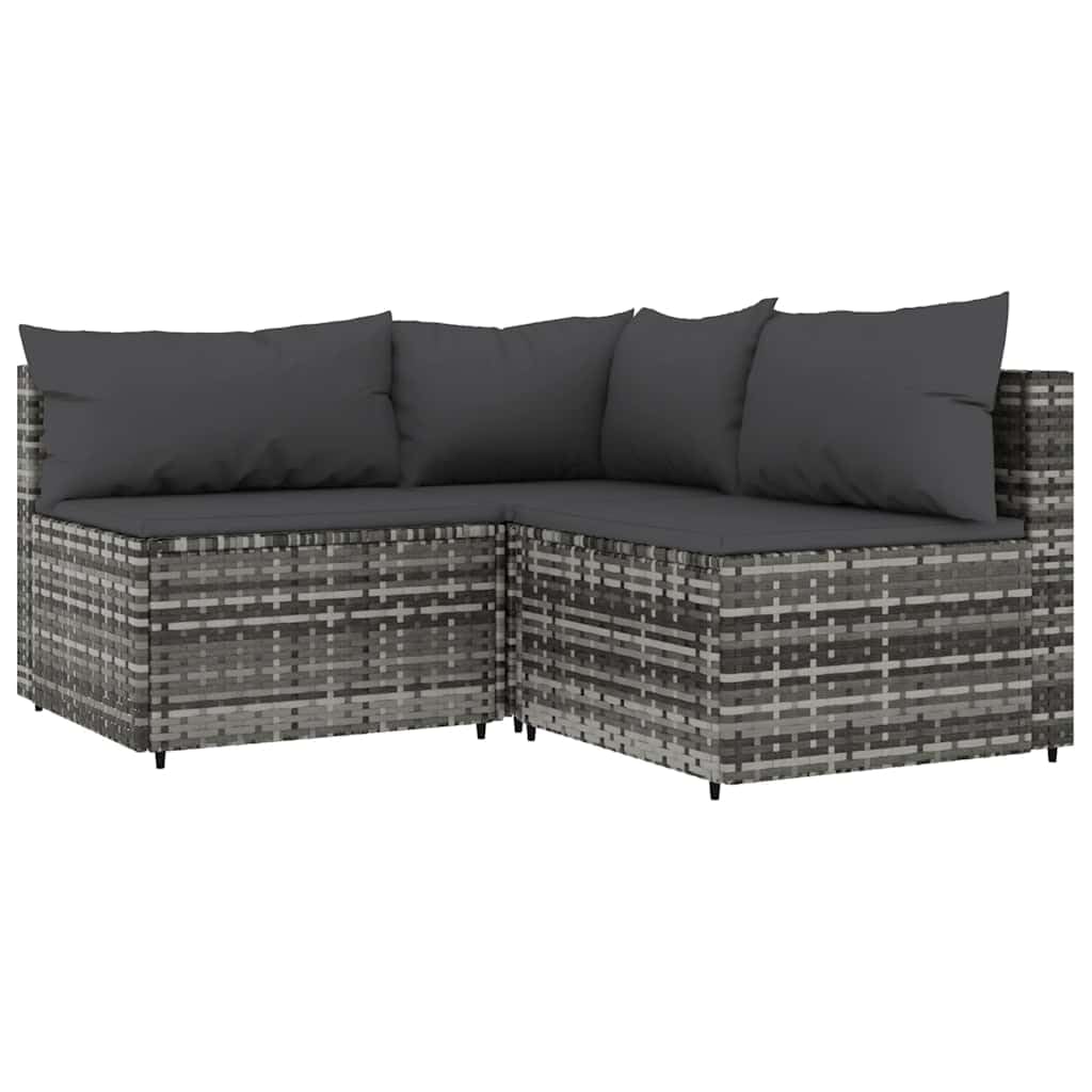 Meubles de jardin modulaires en résine tressée avec coussins gris