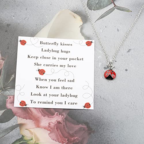 BLEOUK Ladybug Hugs Ladybug Necklace Missing You Gift Thinking of You Gift Sending a Hug Ladybird Jewelry3