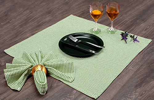 Native Fab Houndstooth Vintage Cloth Dinner Napkins Set of 12 Cotton 18x18 Soft Absorbent Restaurant Hotel Quality - Everyday Easy Care Washable Wedding Dinner Napkins Bulk - Lemon Green
