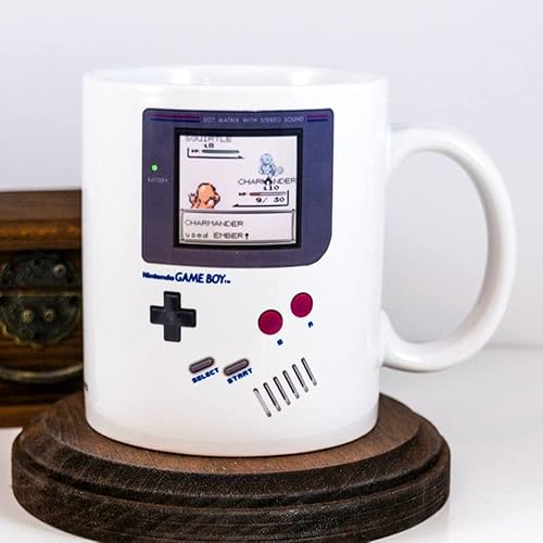 Novelty Ceramic Coffee Mug Gamer with Retro Gameboy Scenes, Video Game Funny Mug Anniversary Birthday Tea Cups Home Decor, 11oz