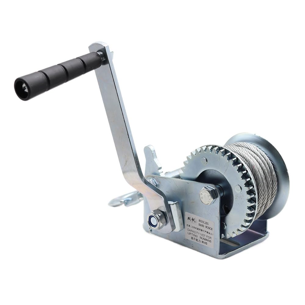 Robuster manueller Seilwinde – 272,2 kg Kapazität, 8 m Drahtseil für Marine, Off-Road, Heimwerken, Notfallziehen, tragbare Handkurbelwinde, vielseitige Hebelösung