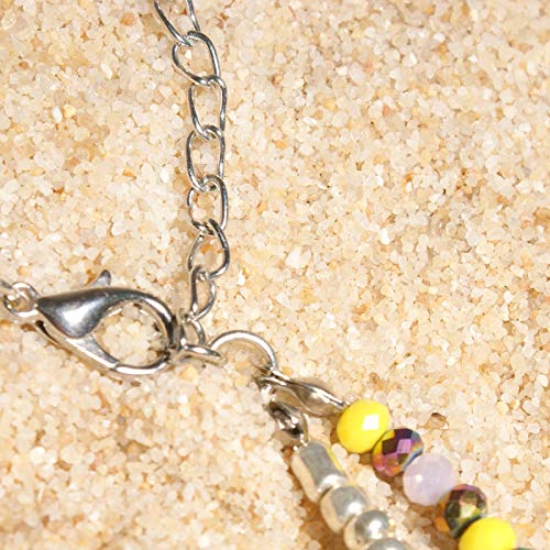 Image of Softones Blue Starfish Turtle Anklet Multilayer Charm Beads Sea Handmade Boho Anklet Foot Jewelry for Women
