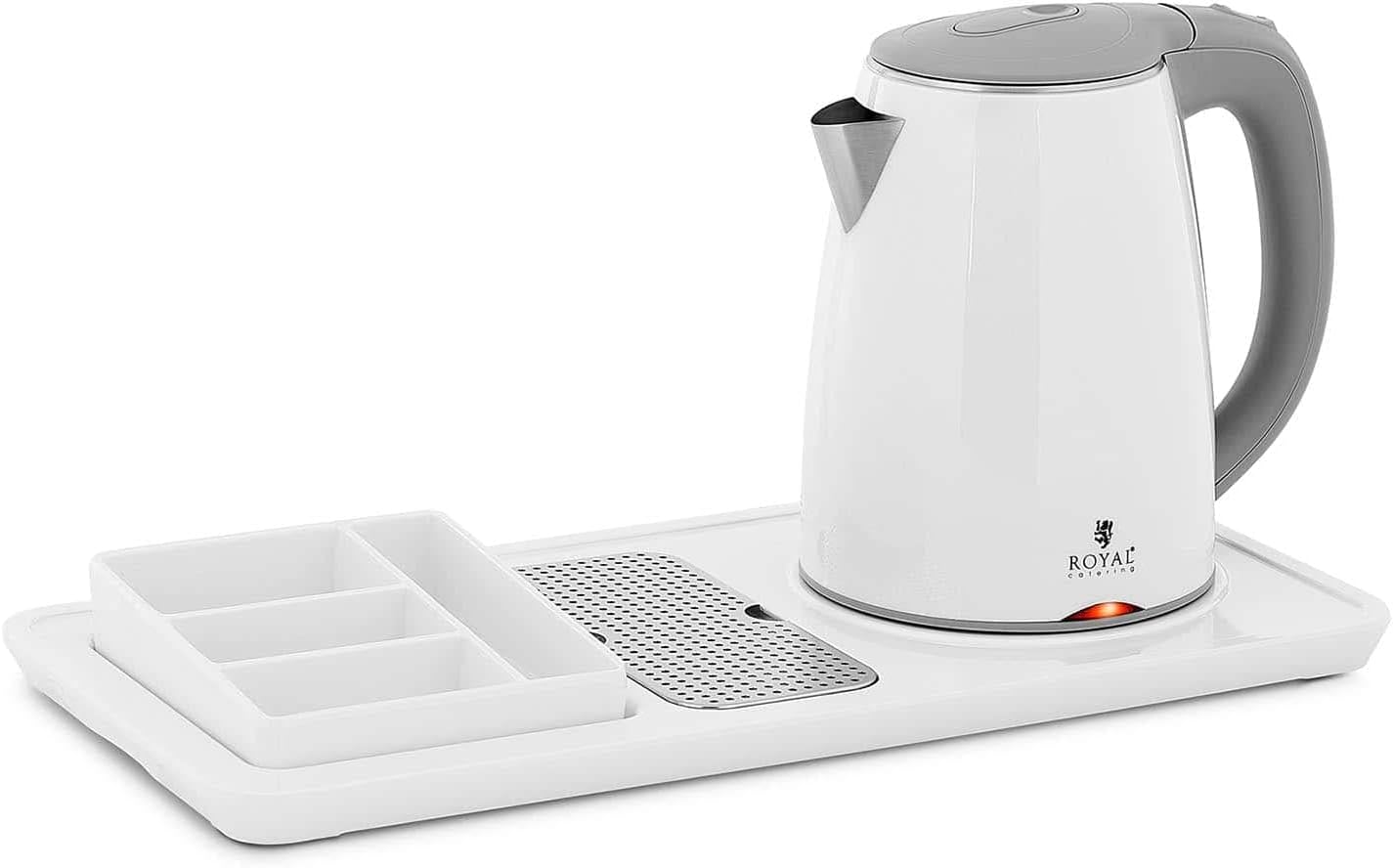 Royal Catering RCHKS02 Professional Hotel Kettle White 1.2L 1800W with Coffee and Tea Station